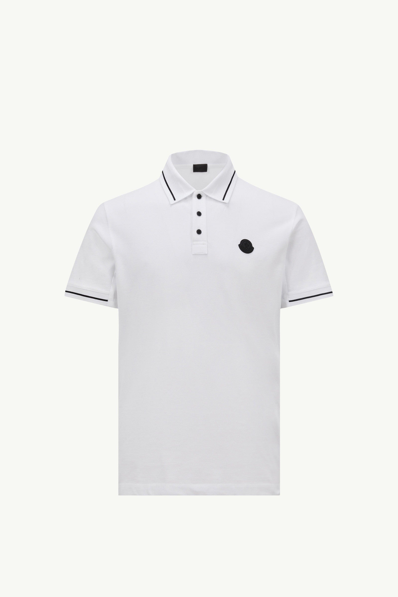 Moncler Logo Patch Cotton Polo Shirt White White