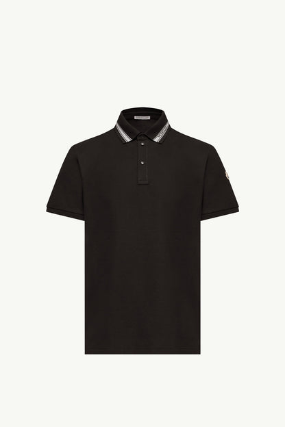 Moncler Cotton Piquet Polo Shirt Black Black