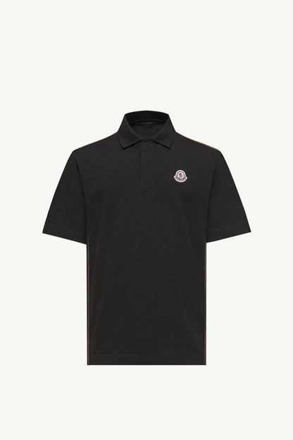 Moncler Logo Cotton Piquet Polo Shirt Black Black