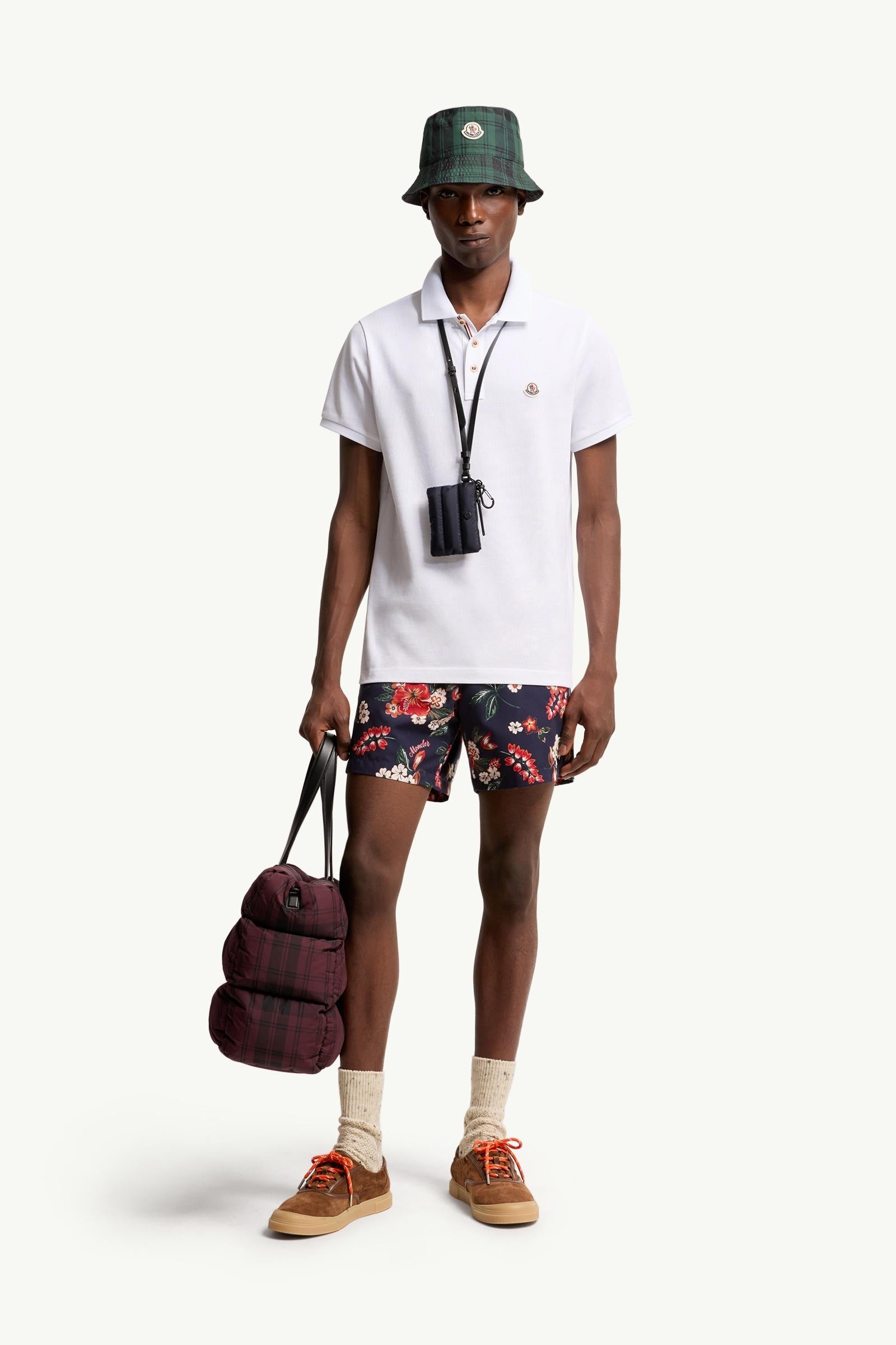 Moncler Logo Patch Cotton Polo Shirt Optical White Optical White