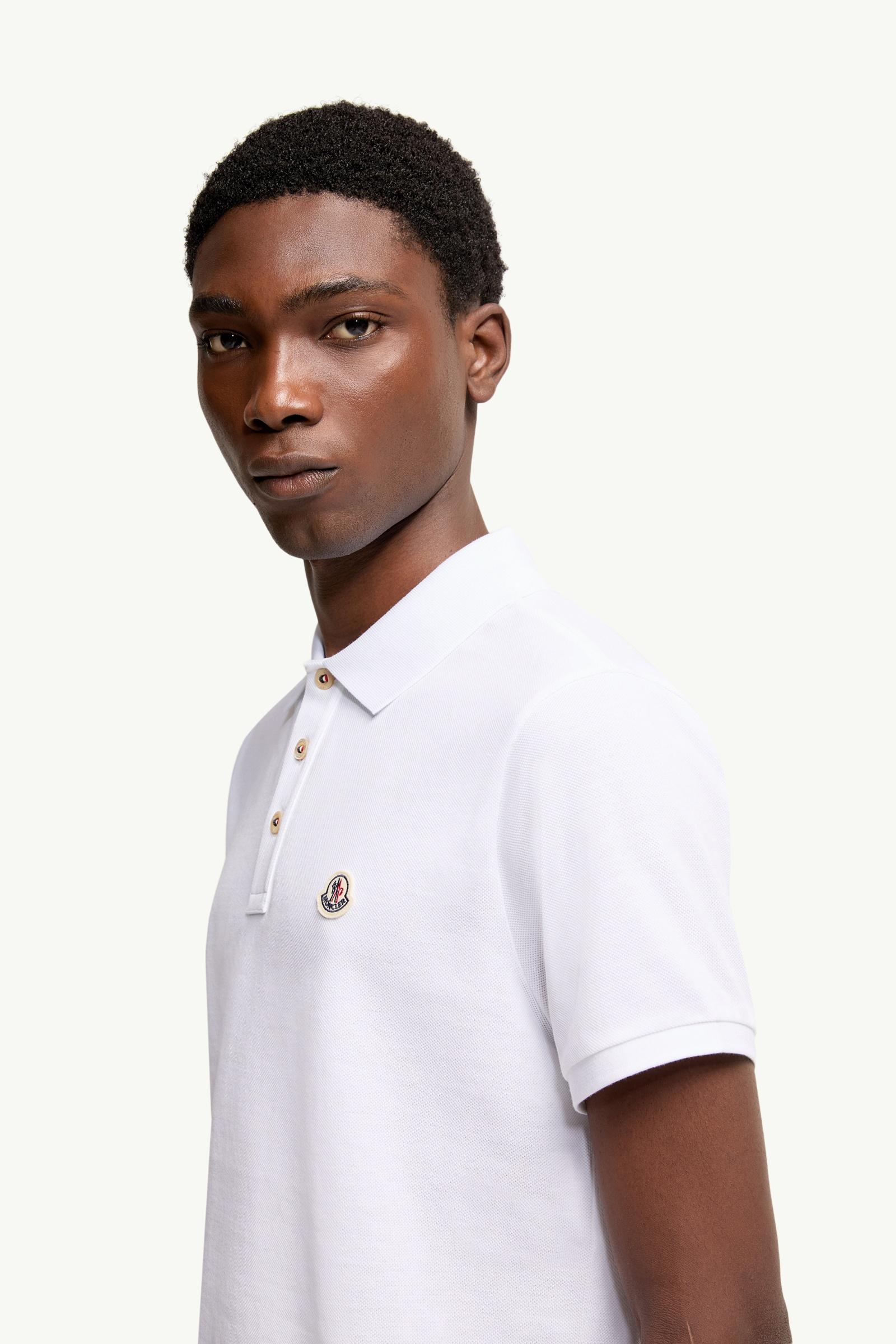 Moncler Logo Patch Cotton Polo Shirt Optical White Optical White
