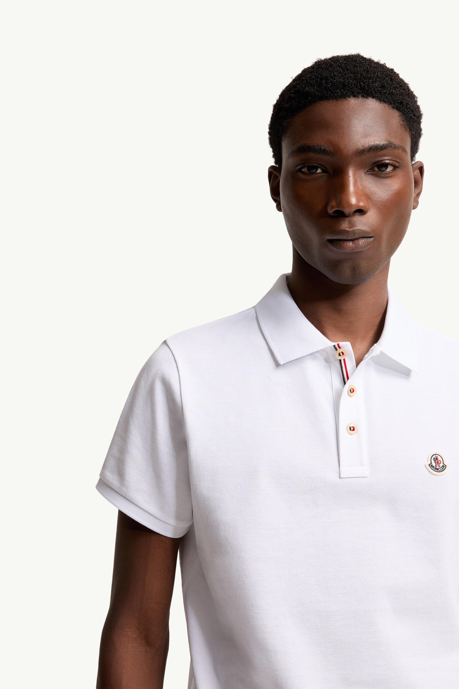 Moncler Logo Patch Cotton Polo Shirt Optical White Optical White