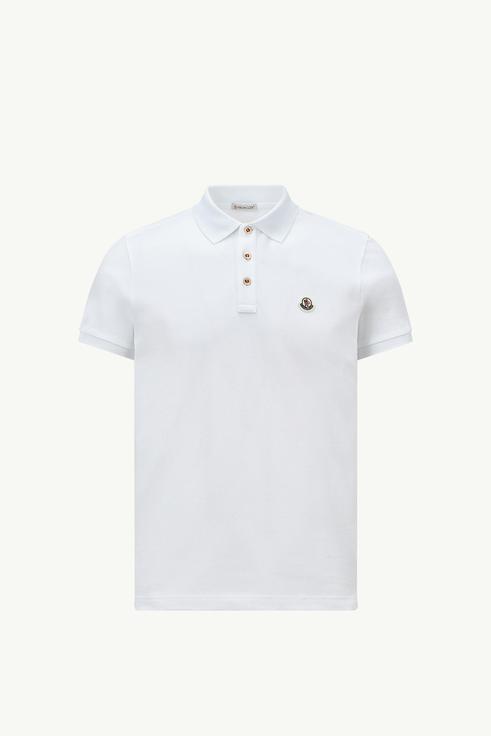 Moncler Logo Patch Cotton Polo Shirt Optical White Optical White