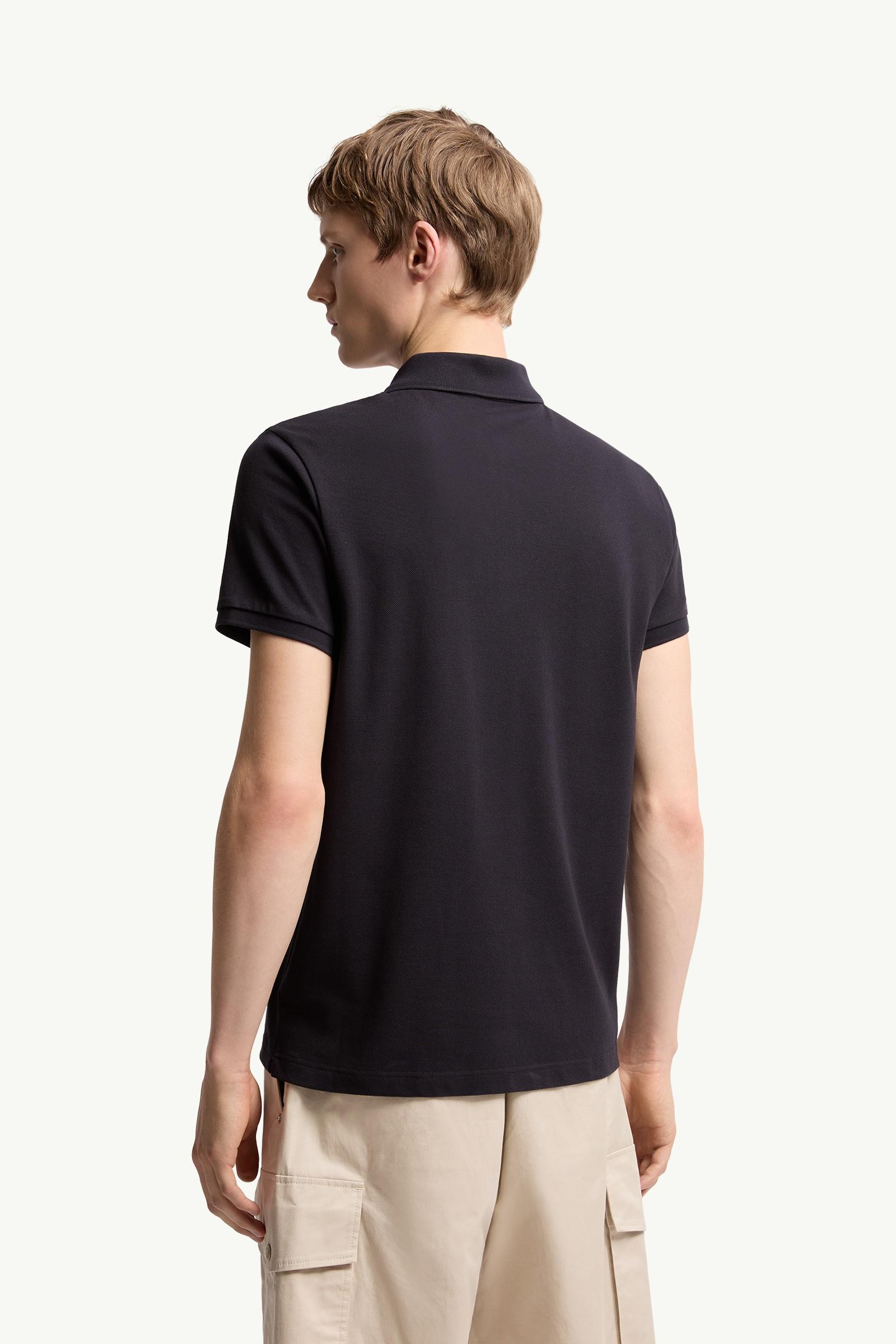 Moncler Logo Patch Cotton Polo Shirt Dark Blue Dark Blue