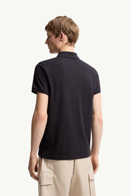 Moncler Logo Patch Cotton Polo Shirt Dark Blue Dark Blue