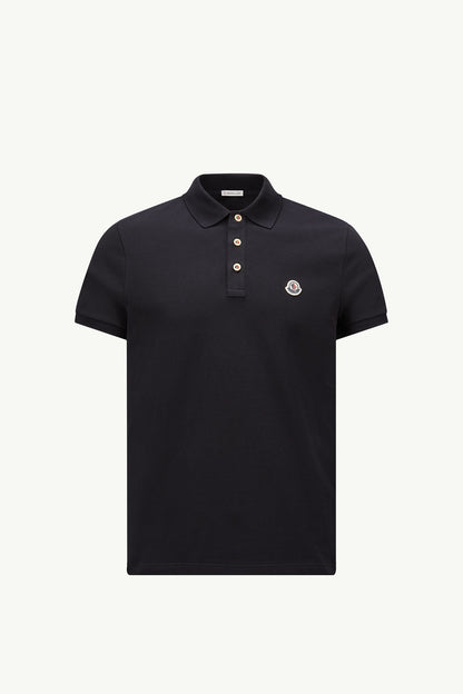 Moncler Logo Patch Cotton Polo Shirt Dark Blue Dark Blue
