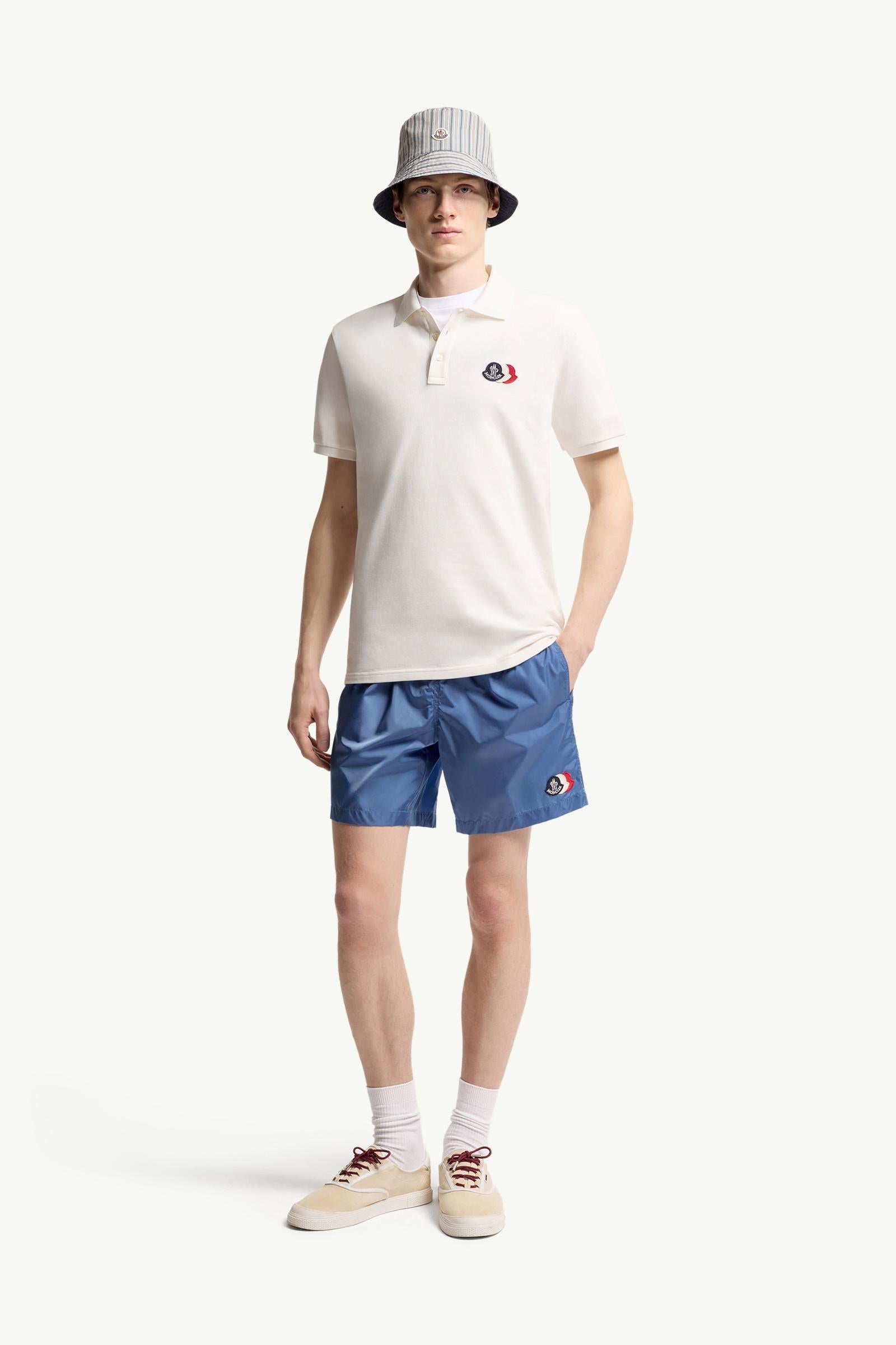 Moncler Logo Patch Cotton Piquet Polo Shirt White White