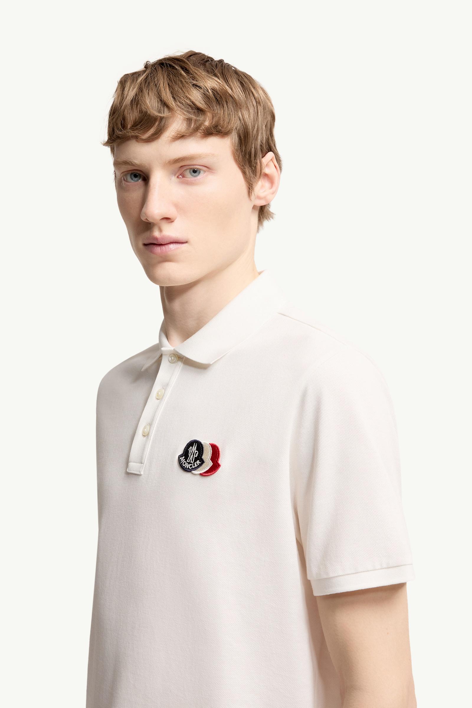 Moncler Logo Patch Cotton Piquet Polo Shirt White White
