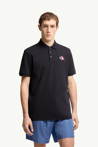 Moncler Logo Patch Cotton Piquet Polo Shirt Dark Blue Dark Blue