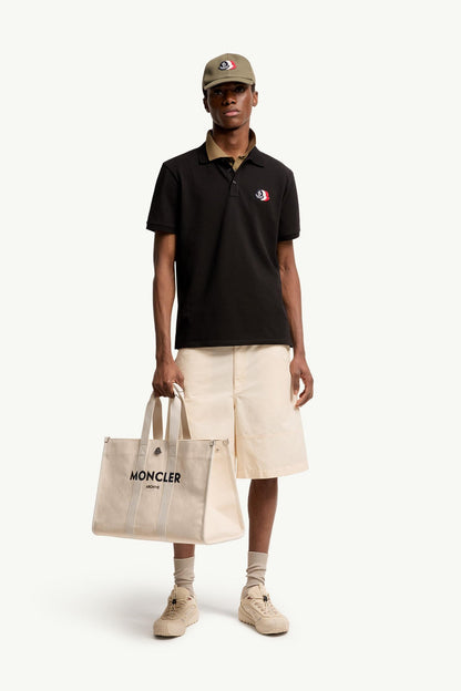 Moncler Logo Patch Cotton Piquet Polo Shirt Black Black