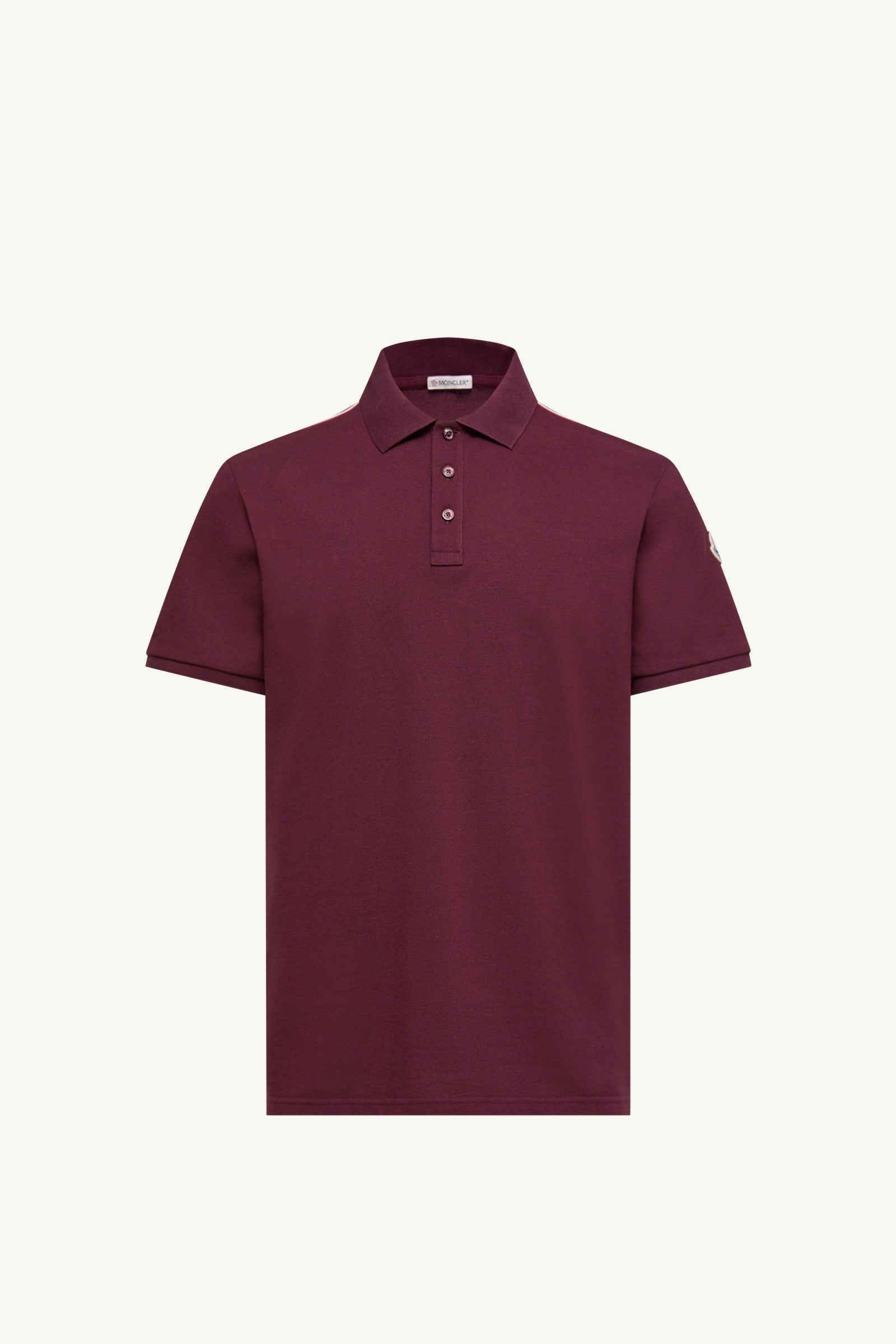 Moncler Tricolor-Trimmed Cotton Piquet Polo Shirt Burgundy Burgundy