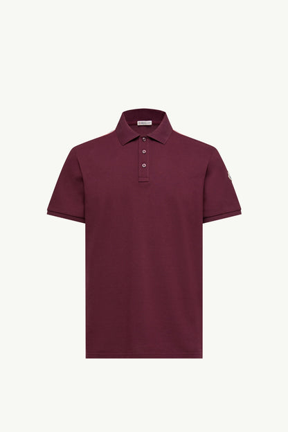 Moncler Tricolor-Trimmed Cotton Piquet Polo Shirt Burgundy Burgundy