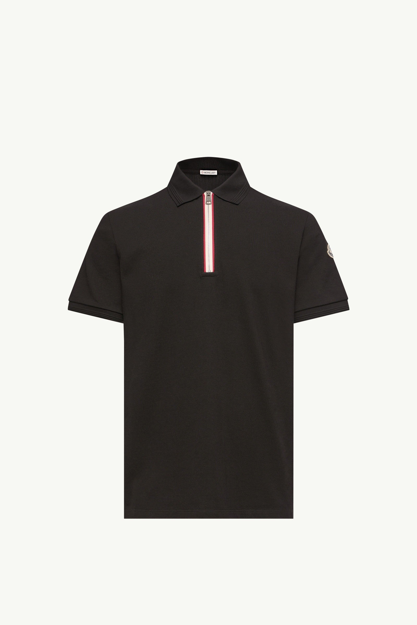 Moncler Tricolor-Trimmed Cotton Polo Shirt Black Black