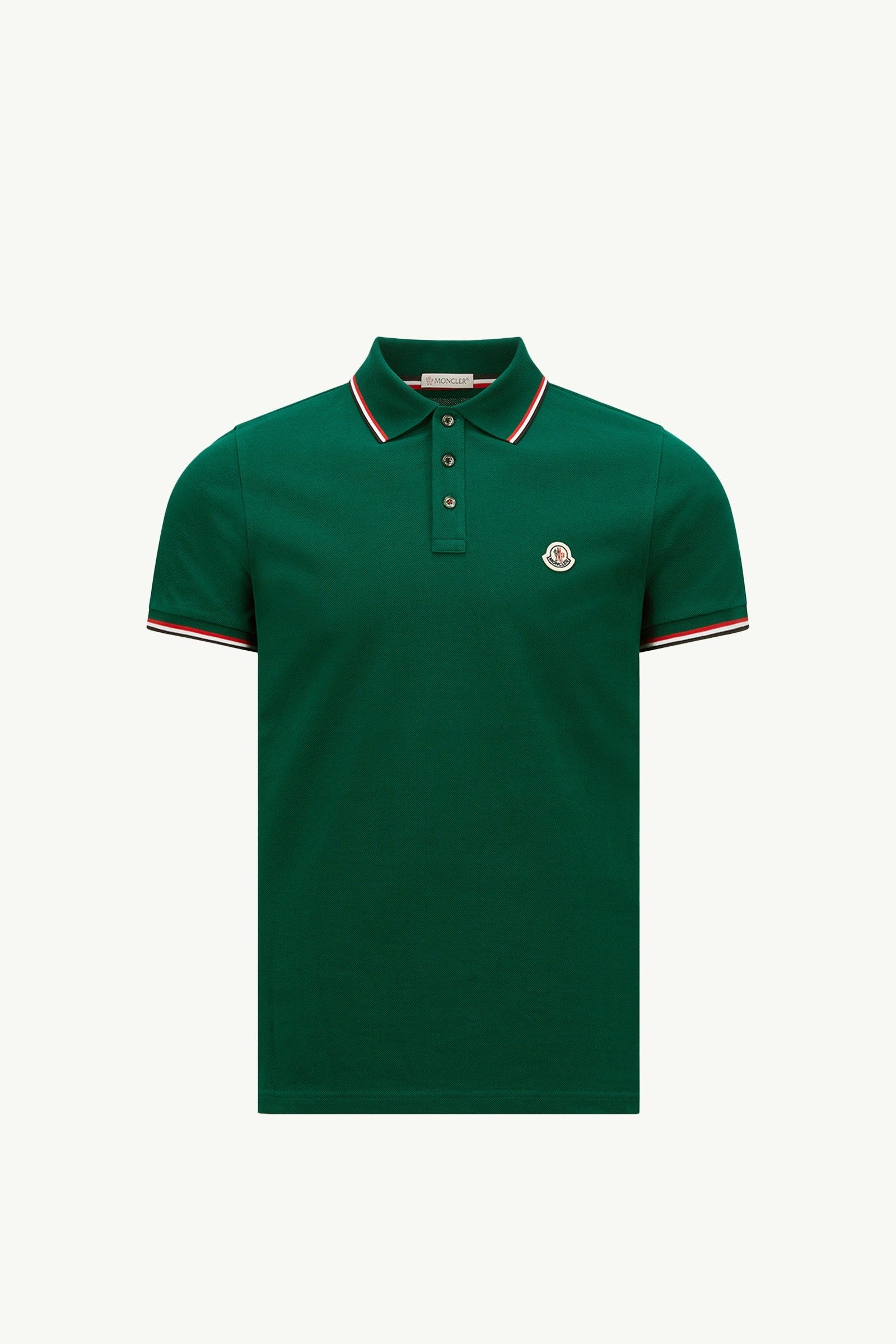 Moncler Tricolor-Trimmed Cotton Piquet Polo Shirt Leaf Green Leaf Green