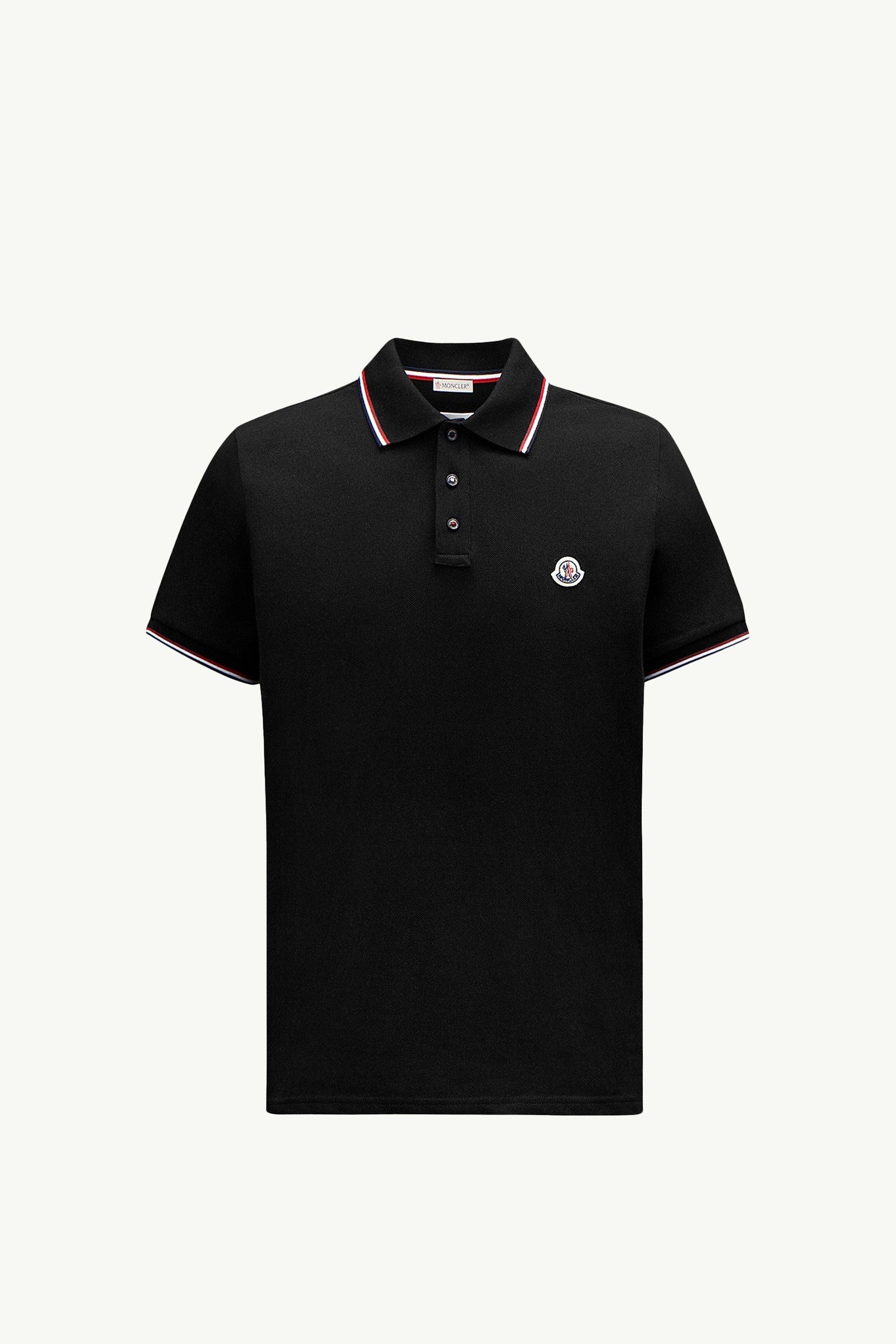Moncler Tricolor-Trimmed Cotton Piquet Polo Shirt Black Black