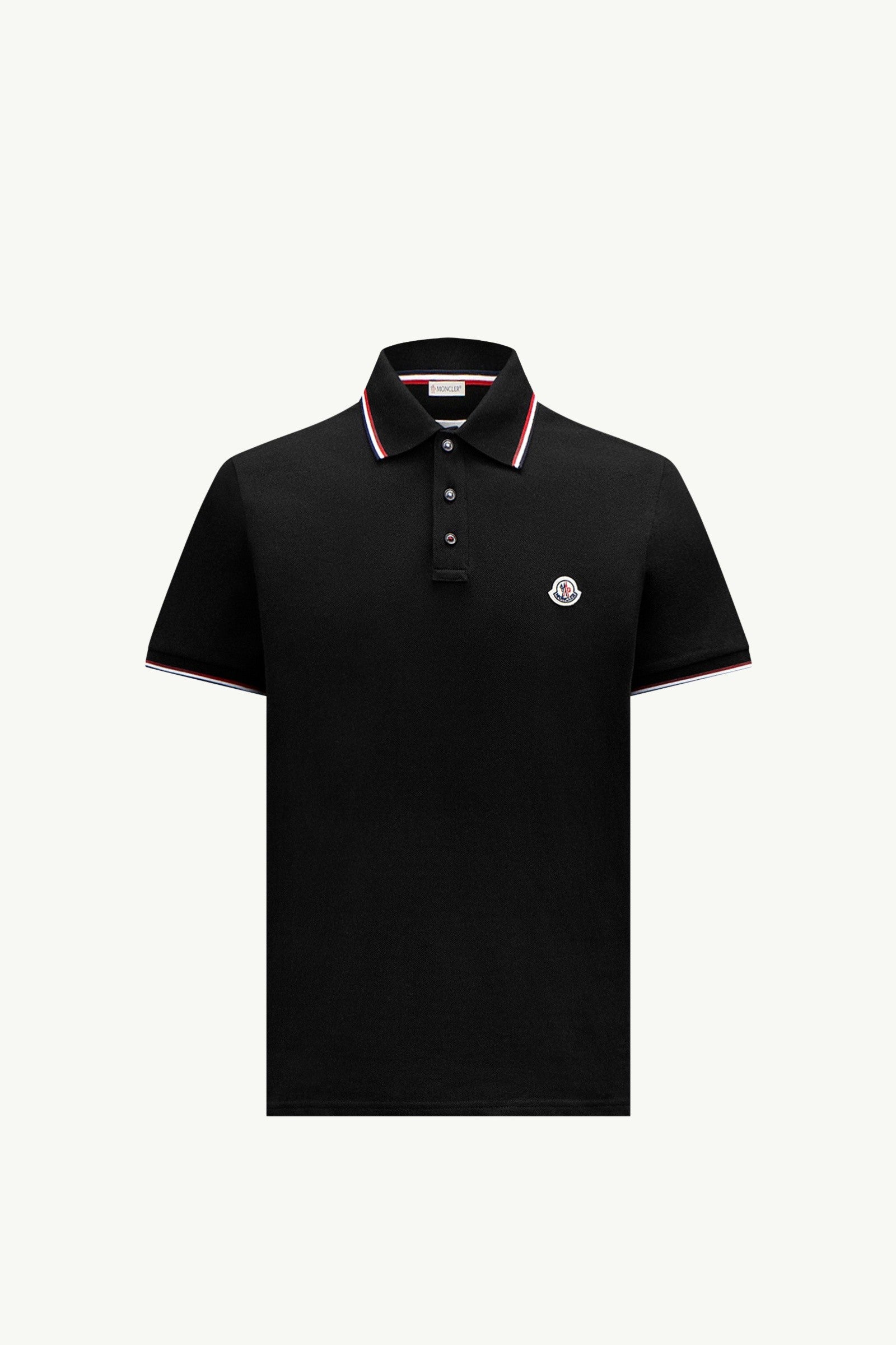 Moncler Tricolor-Trimmed Cotton Piquet Polo Shirt Black Black
