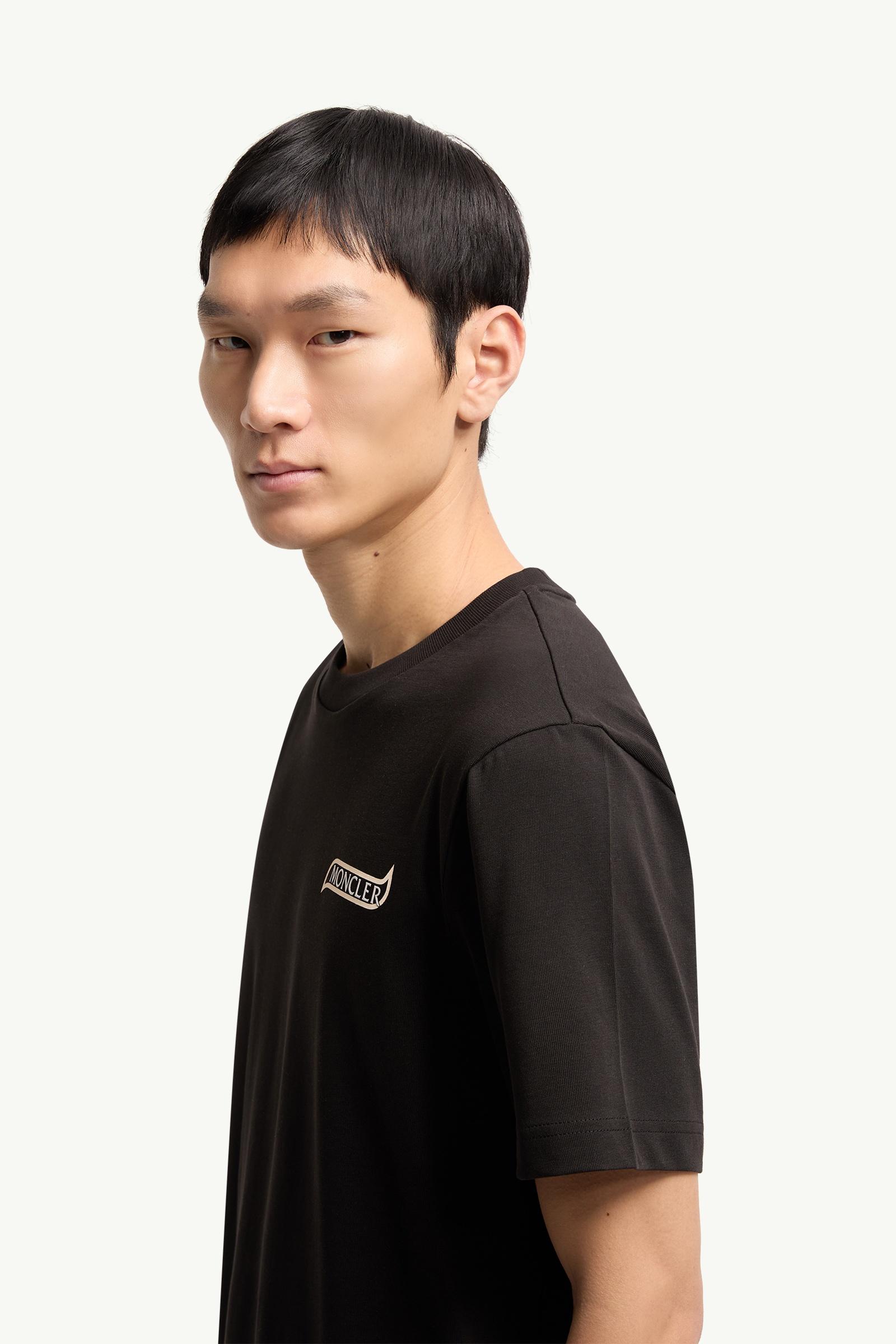 Moncler Logo Cotton T-Shirt Black Black