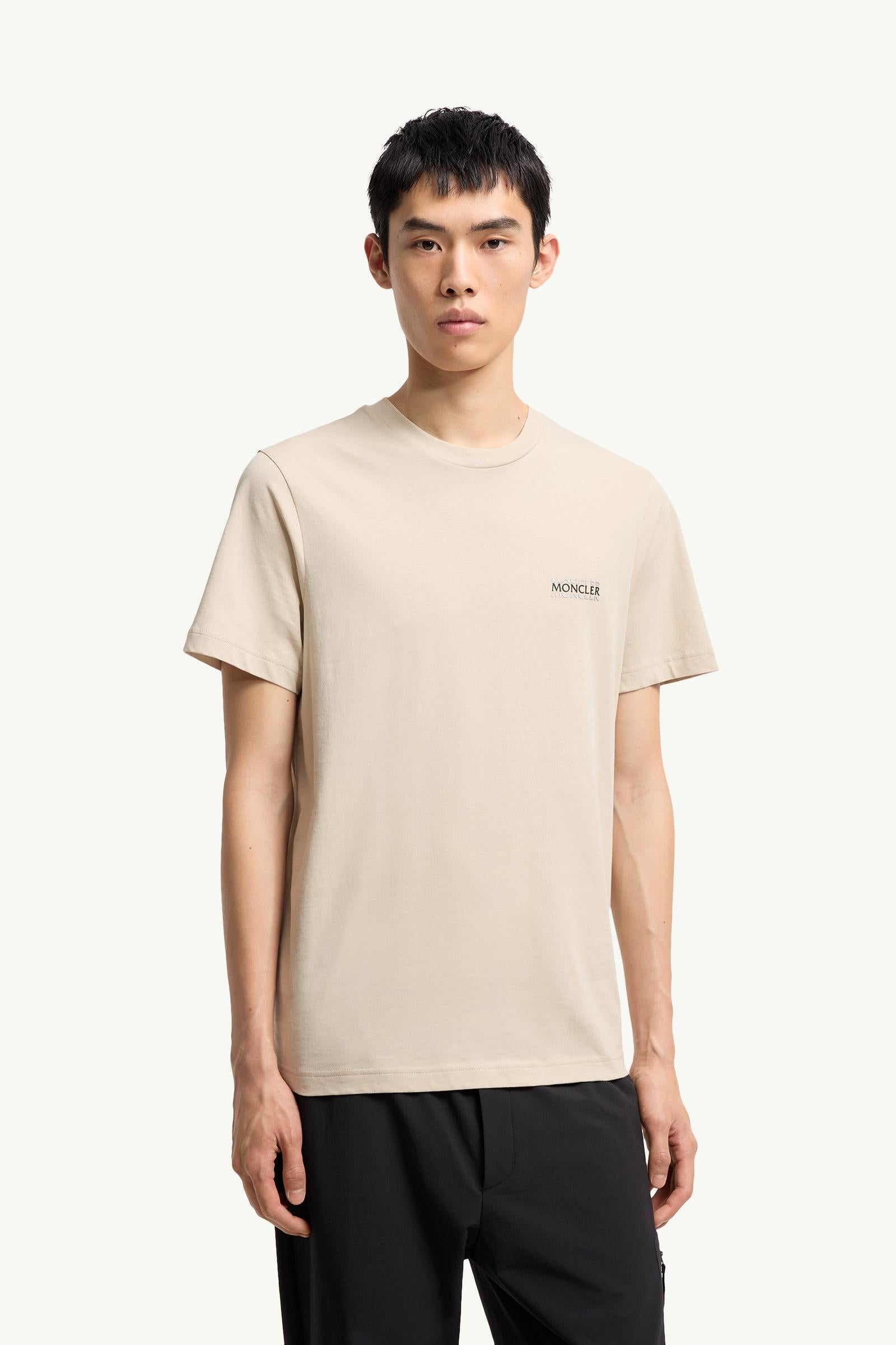 Moncler Logo Cotton Jersey T-Shirt Light Beige Light Beige
