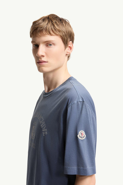 Moncler Logo Print Cotton T-Shirt Cobalt Blue Cobalt Blue