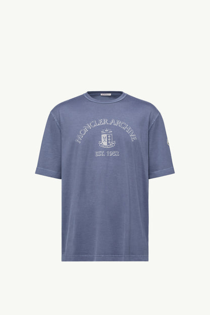 Moncler Logo Print Cotton T-Shirt Cobalt Blue Cobalt Blue