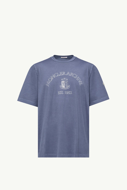 Moncler Logo Print Cotton T-Shirt Cobalt Blue Cobalt Blue