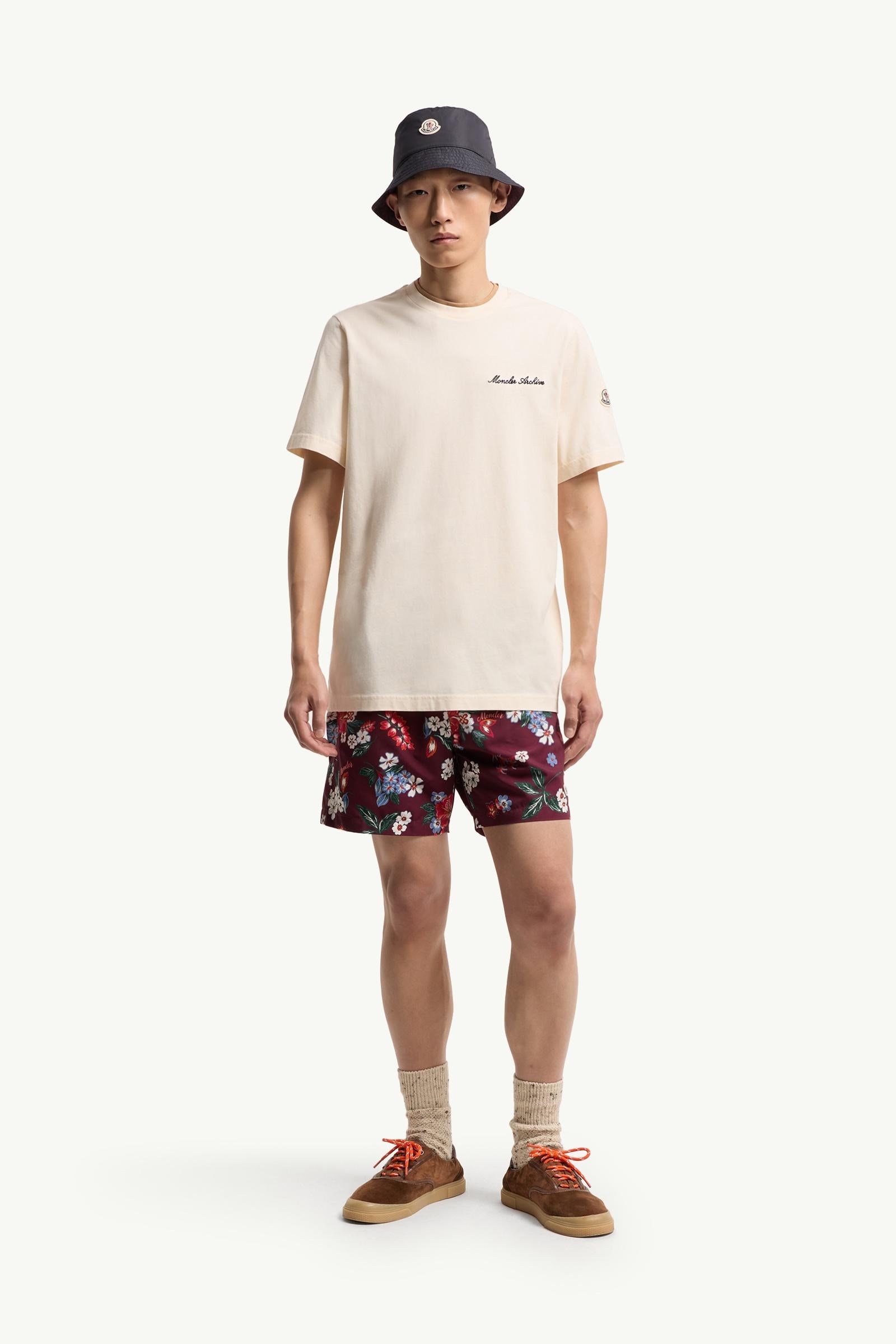 Moncler Embroidered Logo Cotton T-Shirt White White