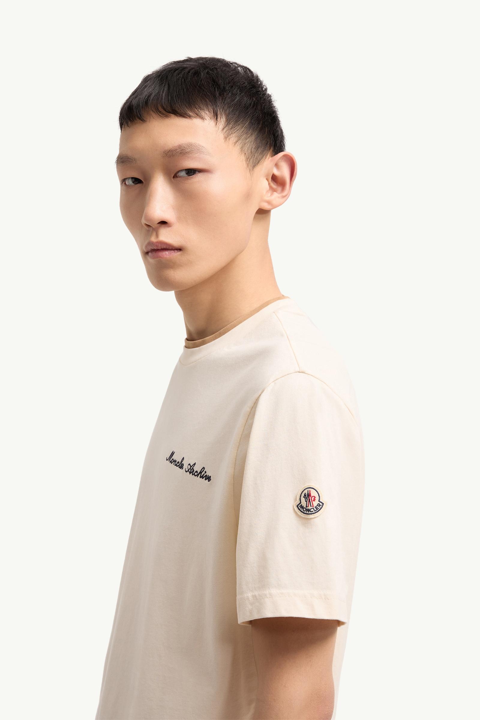 Moncler Embroidered Logo Cotton T-Shirt White White