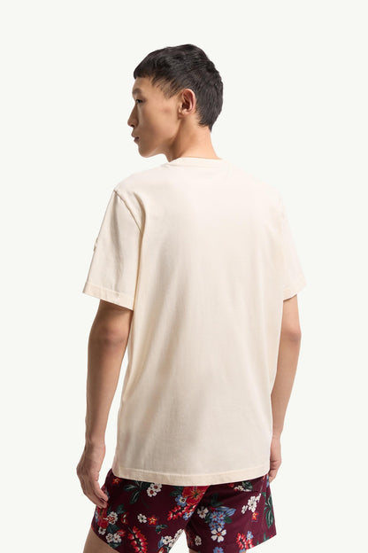 Moncler Embroidered Logo Cotton T-Shirt White White