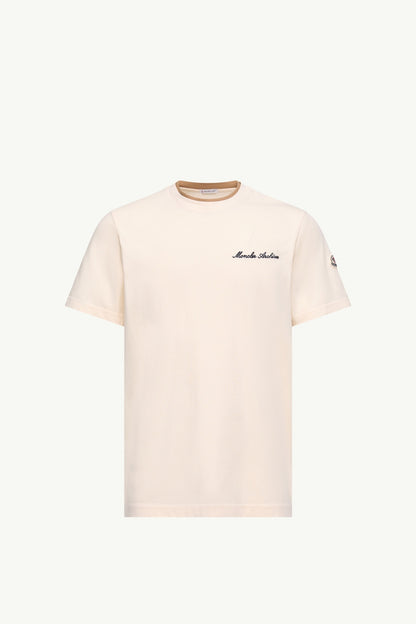 Moncler Embroidered Logo Cotton T-Shirt White White