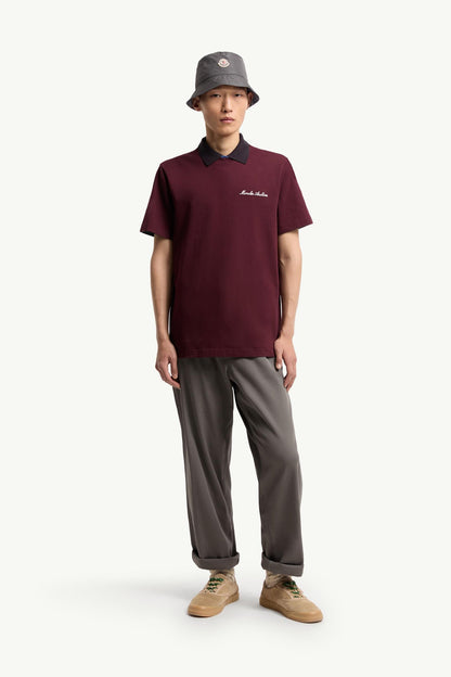 Moncler Embroidered Logo Cotton T-Shirt Burgundy Burgundy