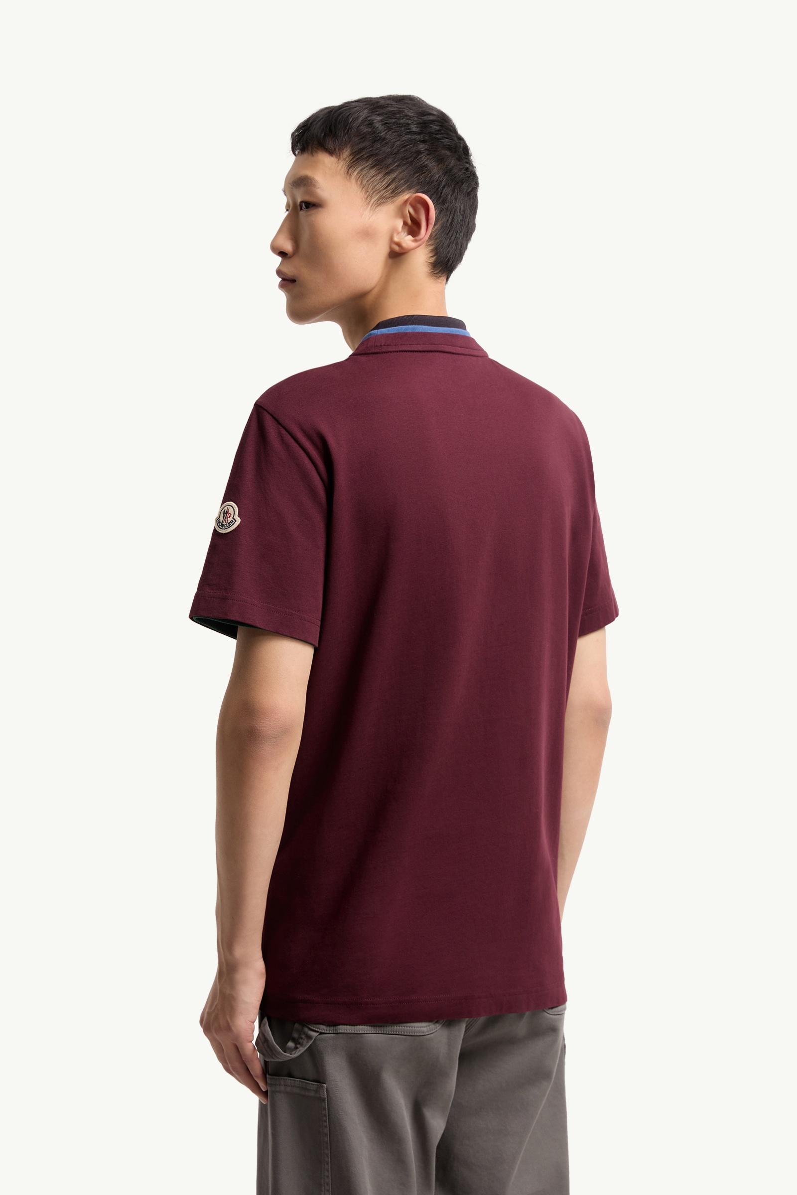 Moncler Embroidered Logo Cotton T-Shirt Burgundy Burgundy
