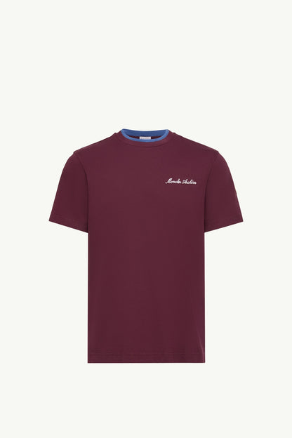 Moncler Embroidered Logo Cotton T-Shirt Burgundy Burgundy