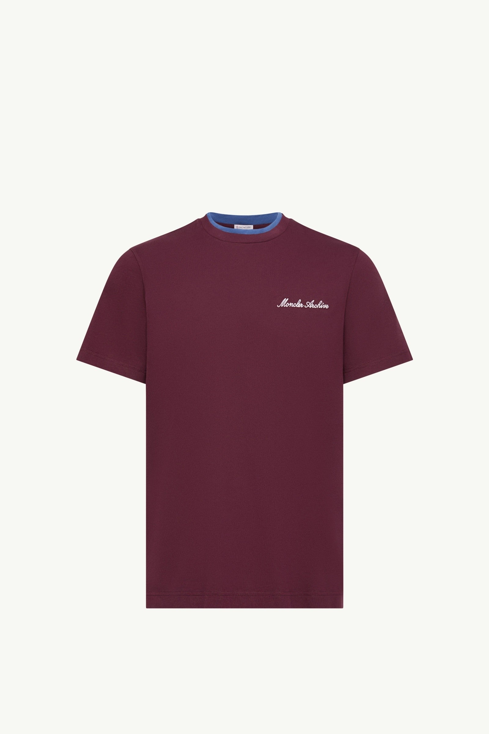 Moncler Embroidered Logo Cotton T-Shirt Burgundy Burgundy