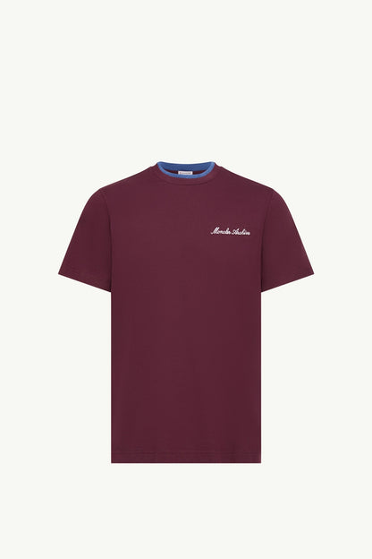 Moncler Embroidered Logo Cotton T-Shirt Burgundy Burgundy