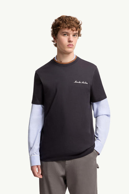 Moncler Embroidered Logo Cotton T-Shirt Navy Blue Navy Blue