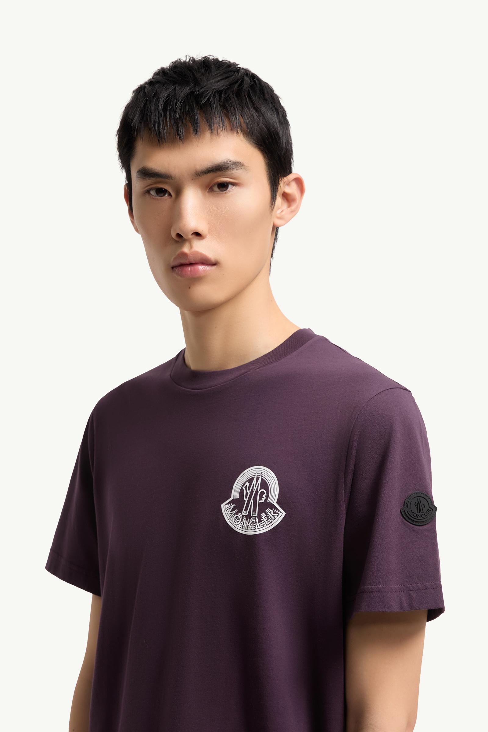 Moncler Logo Cotton Jersey T-Shirt Grape Red Grape Red