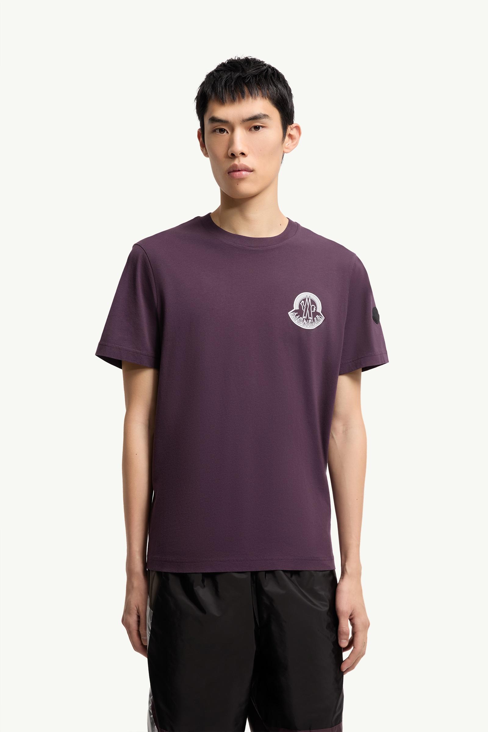 Moncler Logo Cotton Jersey T-Shirt Grape Red Grape Red