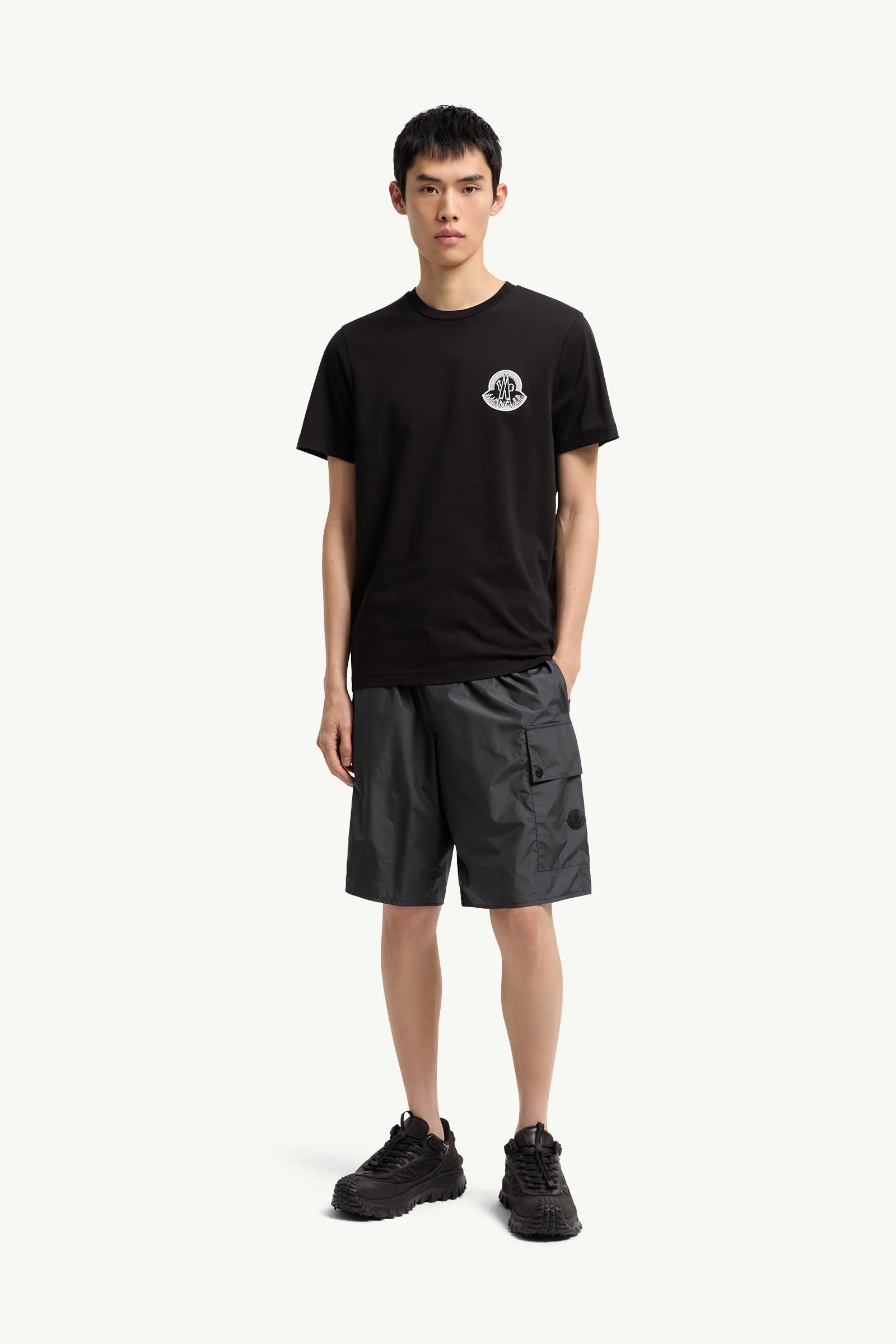 Moncler Logo Cotton Jersey T-Shirt Black Black