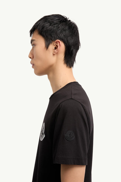 Moncler Logo Cotton Jersey T-Shirt Black Black