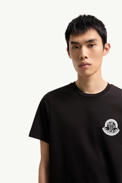 Moncler Logo Cotton Jersey T-Shirt Black Black