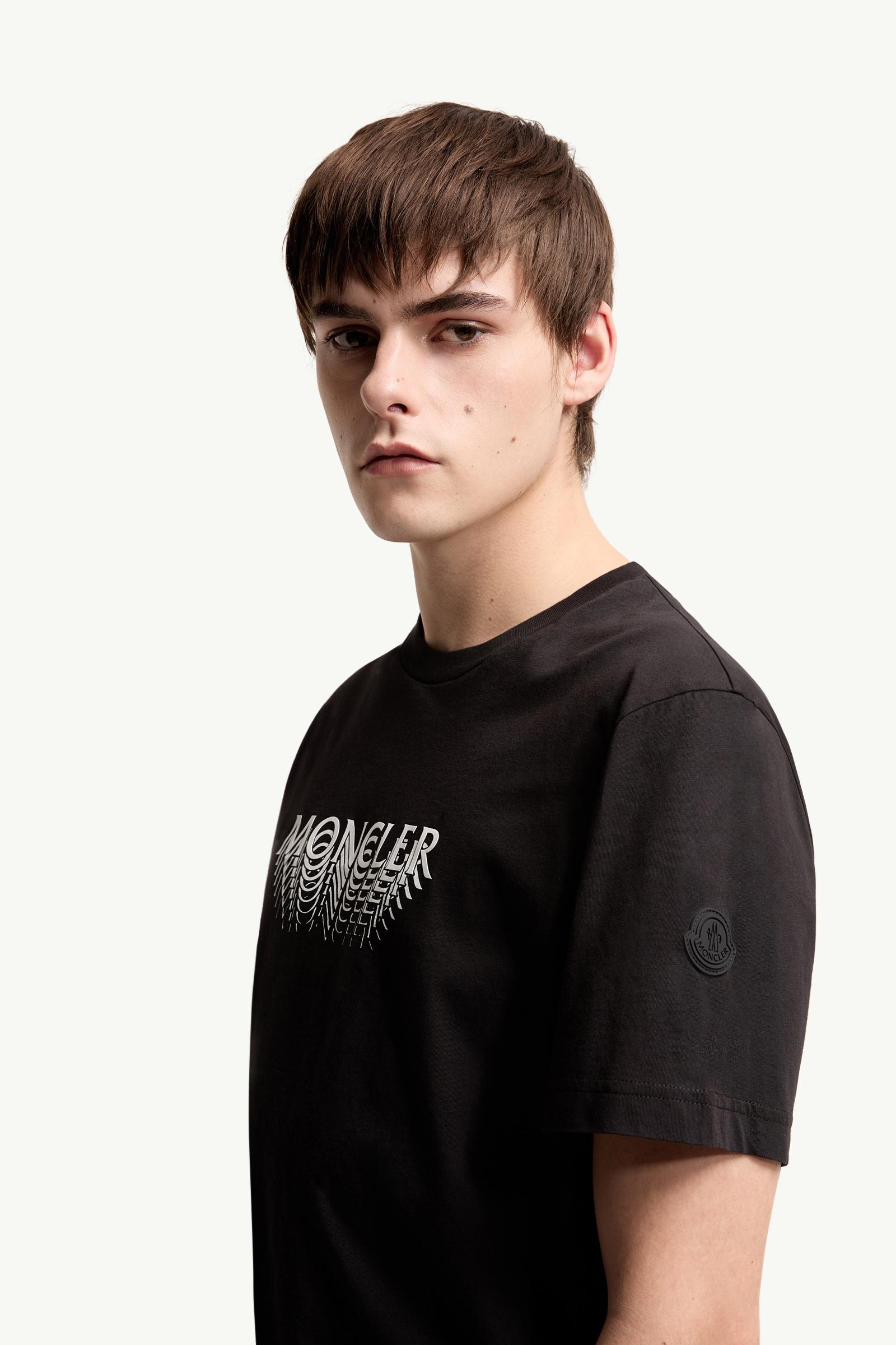 Moncler Logo Cotton Jersey T-Shirt Black Black