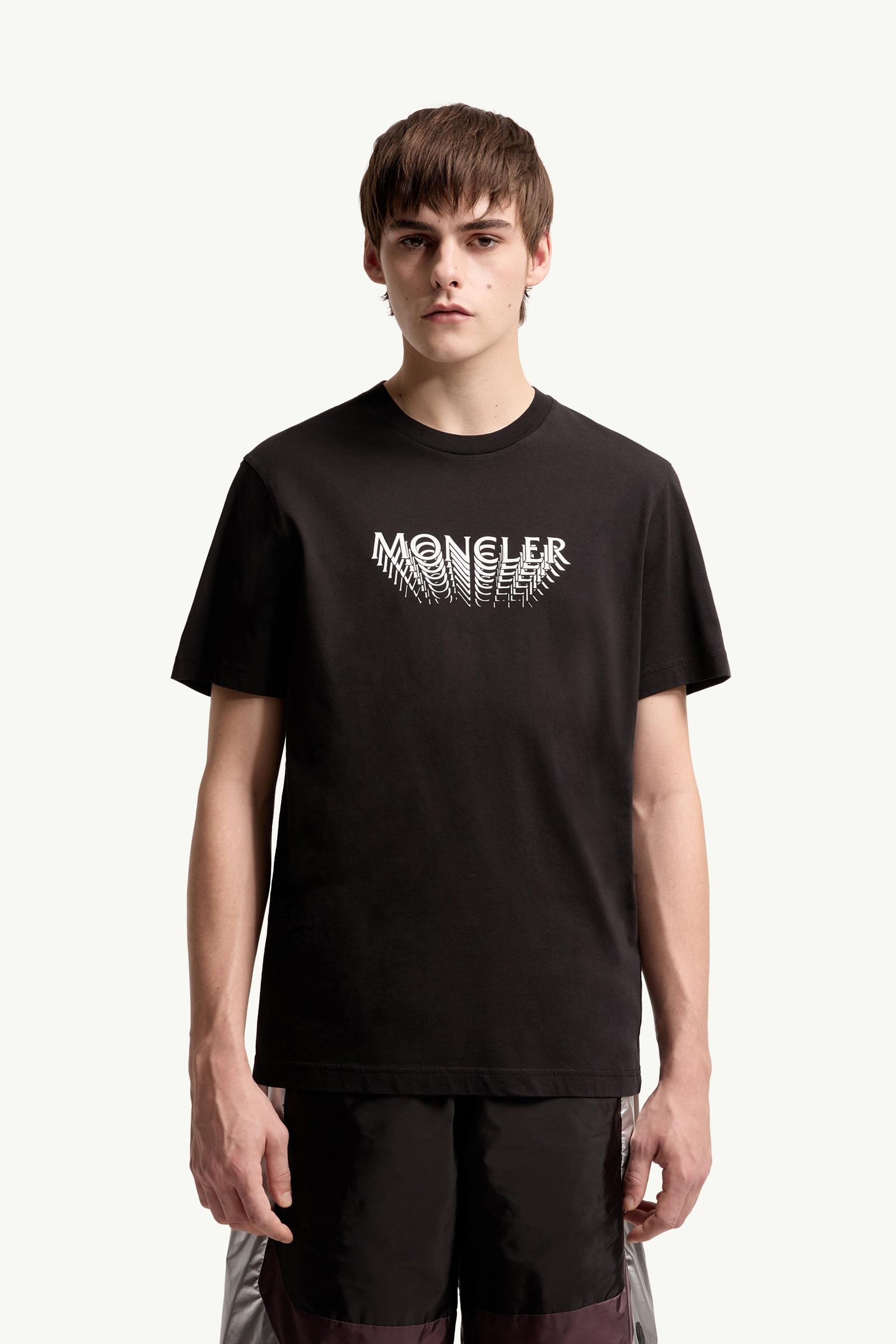 Moncler Logo Cotton Jersey T-Shirt Black Black