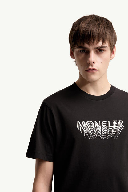 Moncler Logo Cotton Jersey T-Shirt Black Black