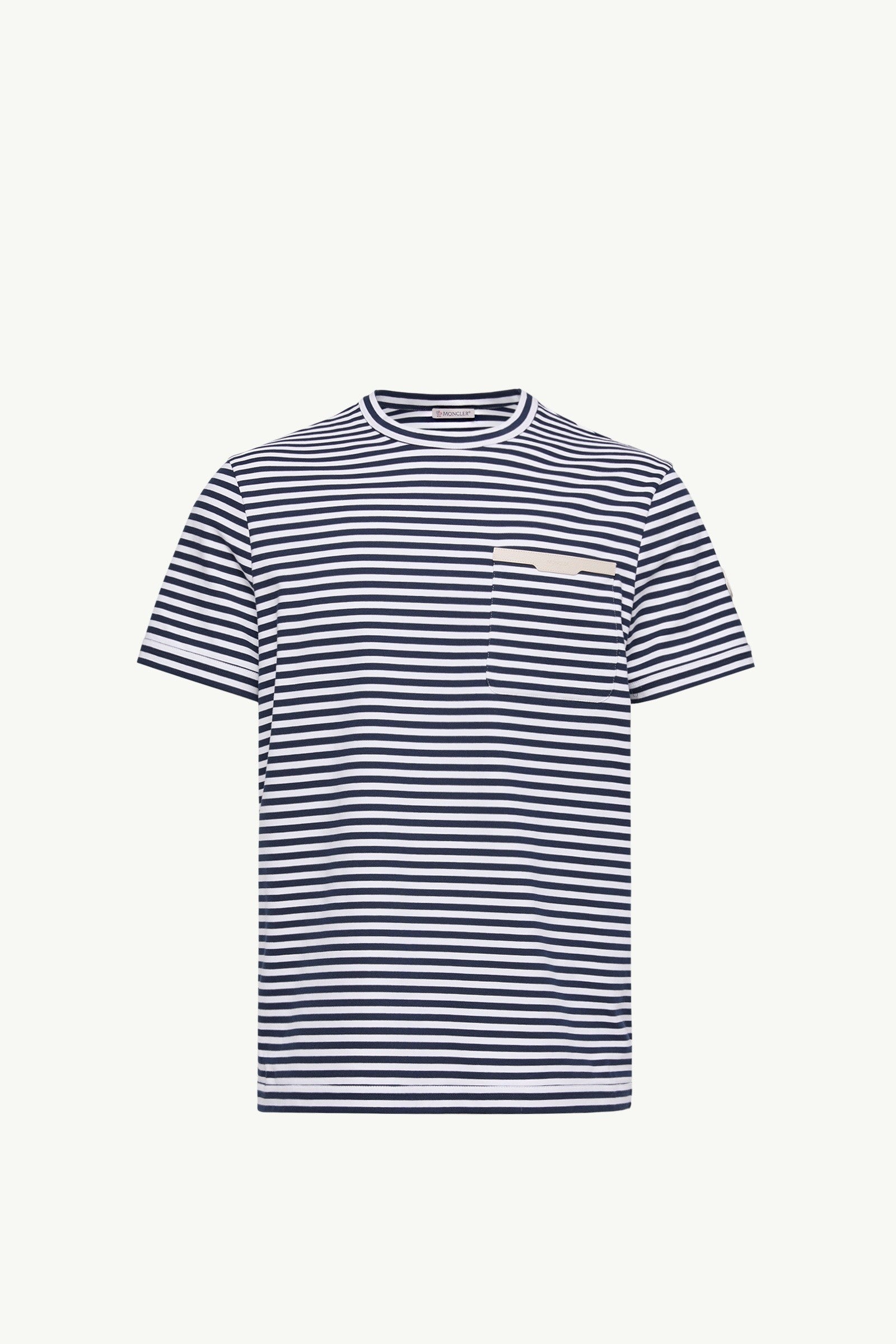Moncler Striped Cotton T-Shirt White & Blue White & Blue