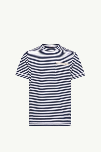 Moncler Striped Cotton T-Shirt White & Blue White & Blue