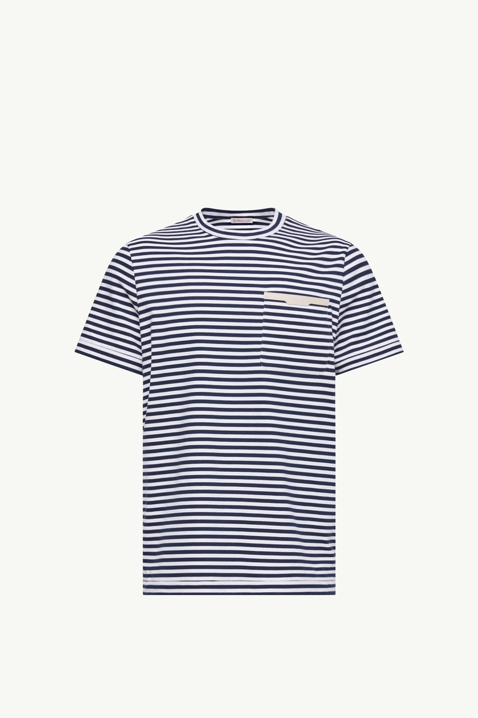 Moncler Striped Cotton T-Shirt White & Blue White & Blue