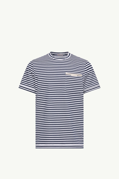Moncler Striped Cotton T-Shirt White & Blue White & Blue