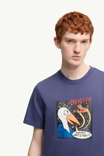 Moncler Space Monduck Cotton T-Shirt Cobalt Blue Cobalt Blue