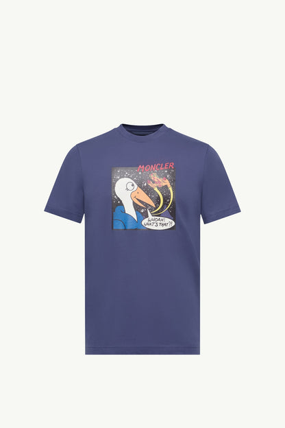 Moncler Space Monduck Cotton T-Shirt Cobalt Blue Cobalt Blue