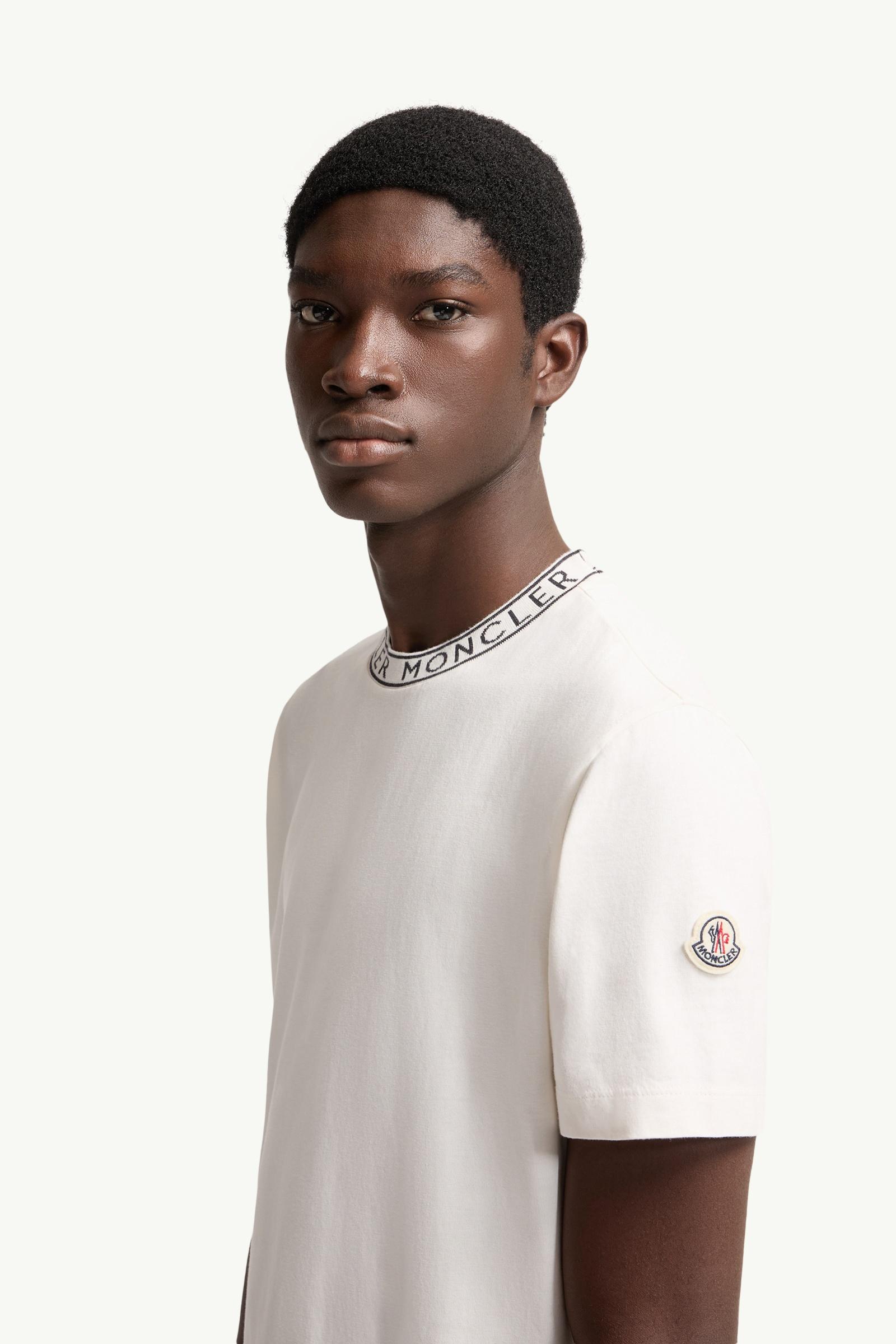Moncler Logo-Trimmed Cotton T-Shirt Off White Off White